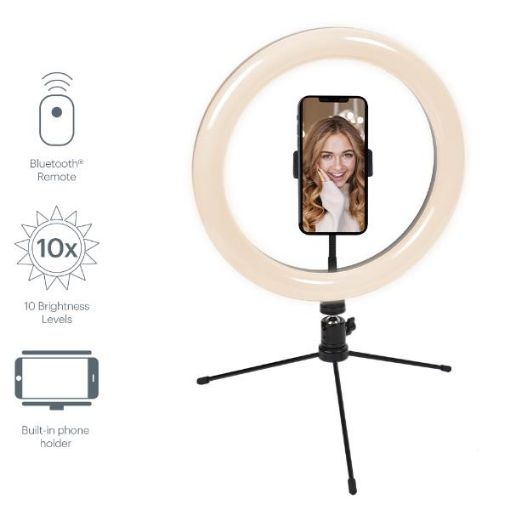 Immagine di Ring light V-Glamour da 10" con treppiede e telecomando Bluetooth