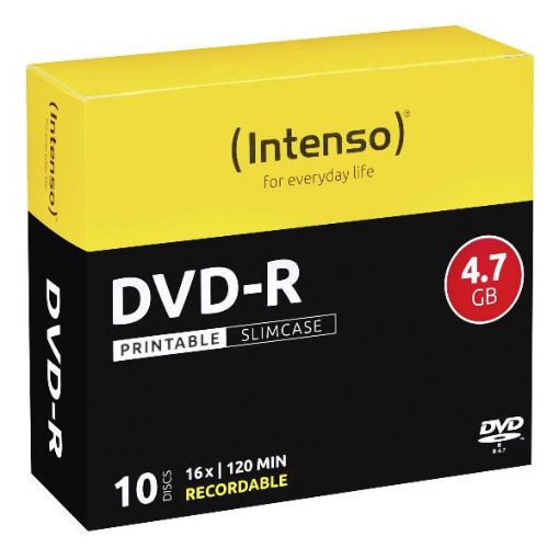 Immagine di DVD-R 4.7 GB - 16X - PRINTABLE - SLIM CASE 10PZ.