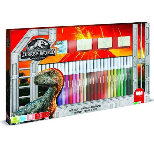 Immagine di Multiprint Set 3 Timbri per Bambini e 36 Pennarelli Colorati Jurassic World