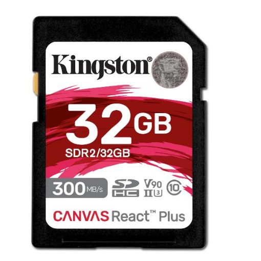 Immagine di Kingston 32GB Canvas React Plus SDHC UHS-II 300R/260W U3 V90 for Full HD/4K/8K