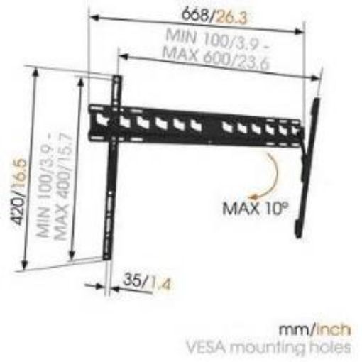 Immagine di MA4010-B1 Staffa inclinabile VESA 600x400, 40-65"