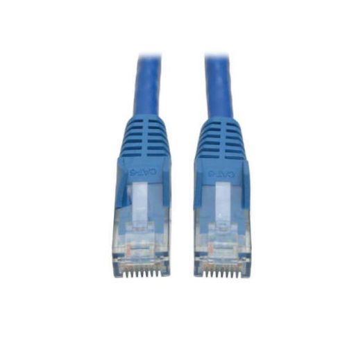 Immagine di TTripplite cavo Ethernet (RJ45 M/M) modellato (UTP) Cat6 Gigabit blu, 0,31 m - N201-001-BL